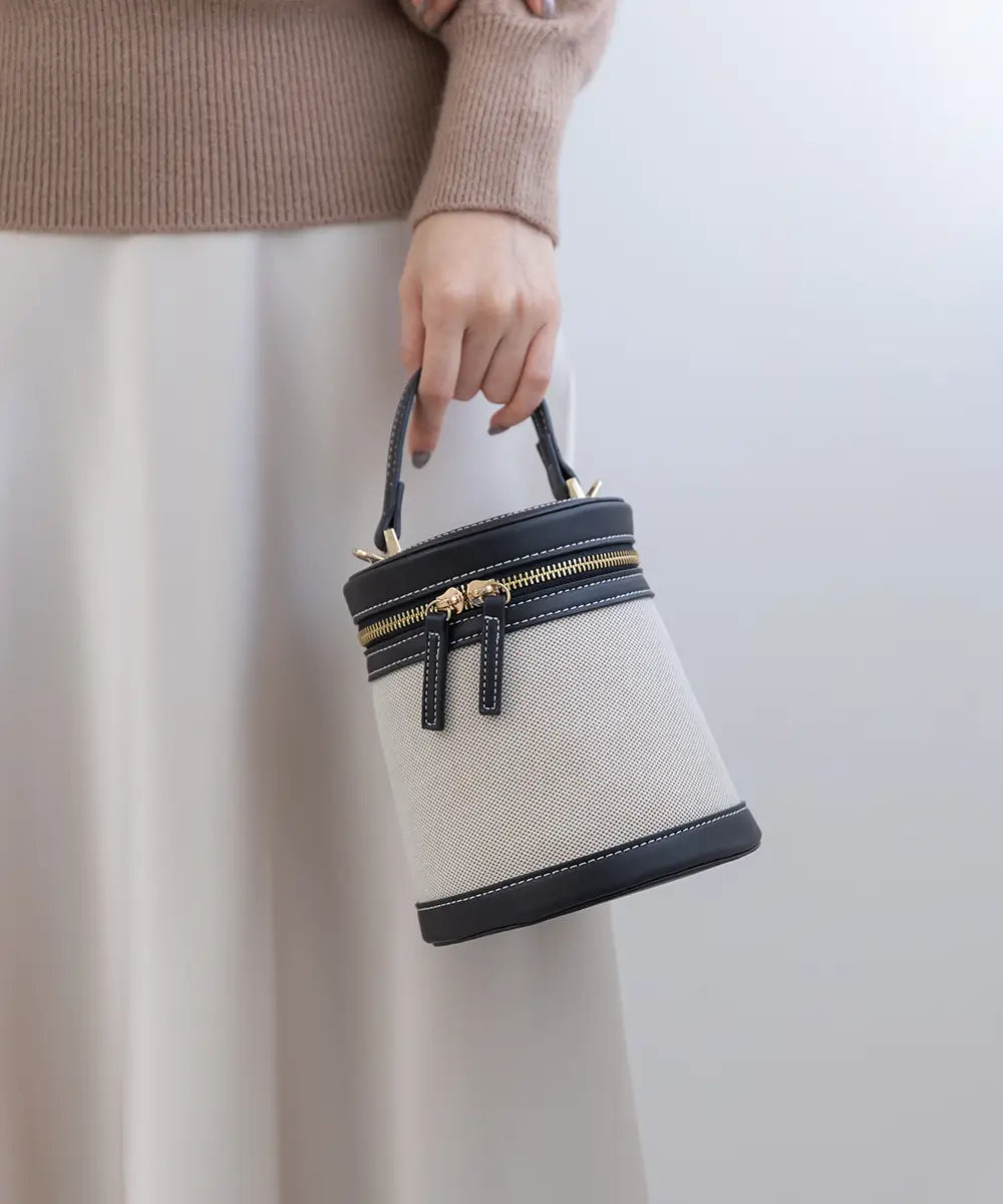 Bicolor Canvas Shoulder Bag