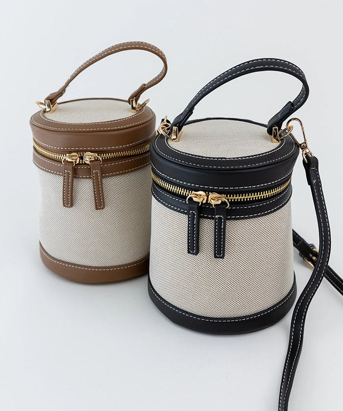 Bicolor Canvas Shoulder Bag