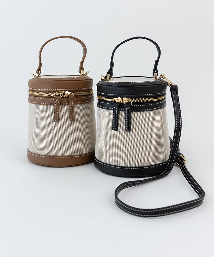 Bicolor Canvas Shoulder Bag
