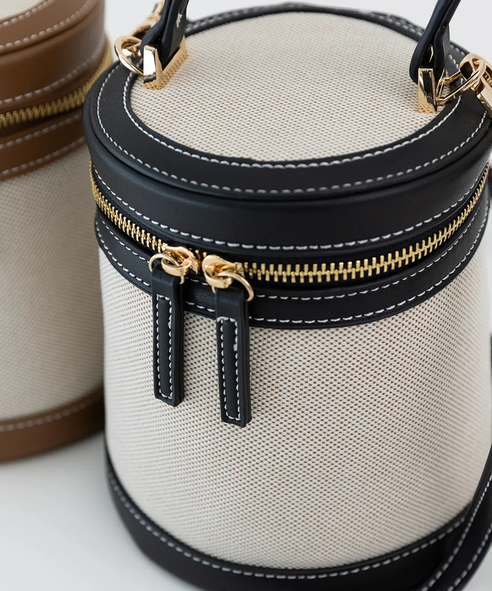 Bicolor Canvas Shoulder Bag