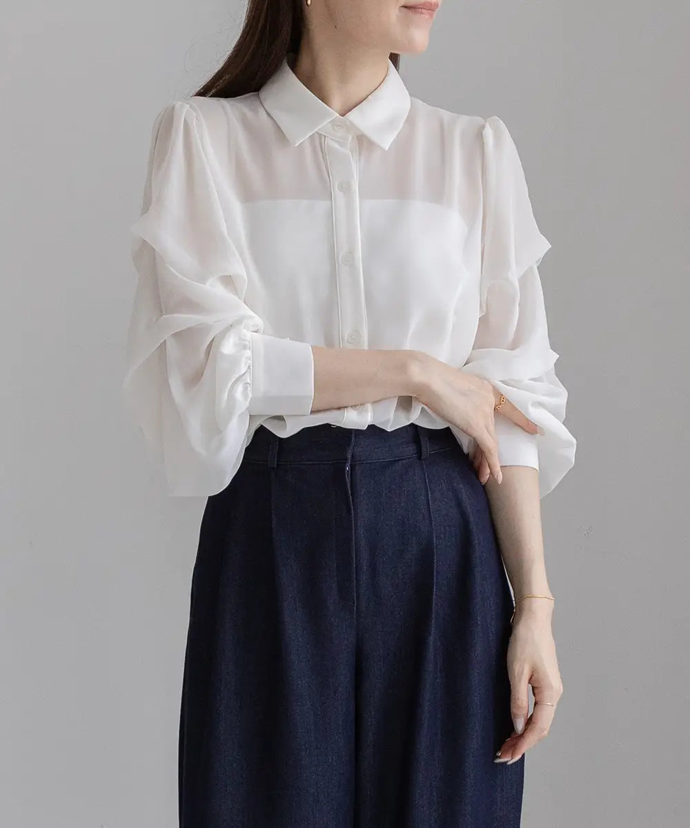 Shirring Sleeve Shirt