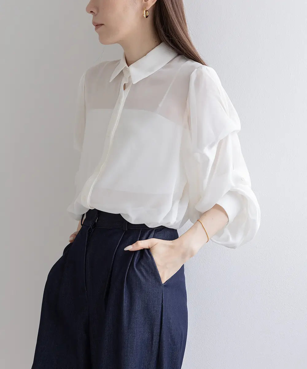 Shirring Sleeve Shirt
