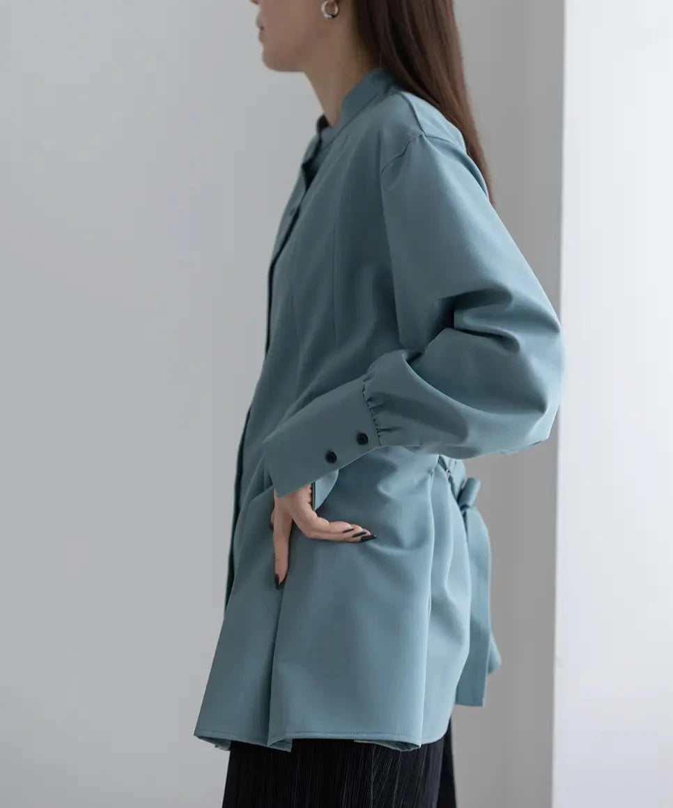 Bandcollar Peplum Blouse