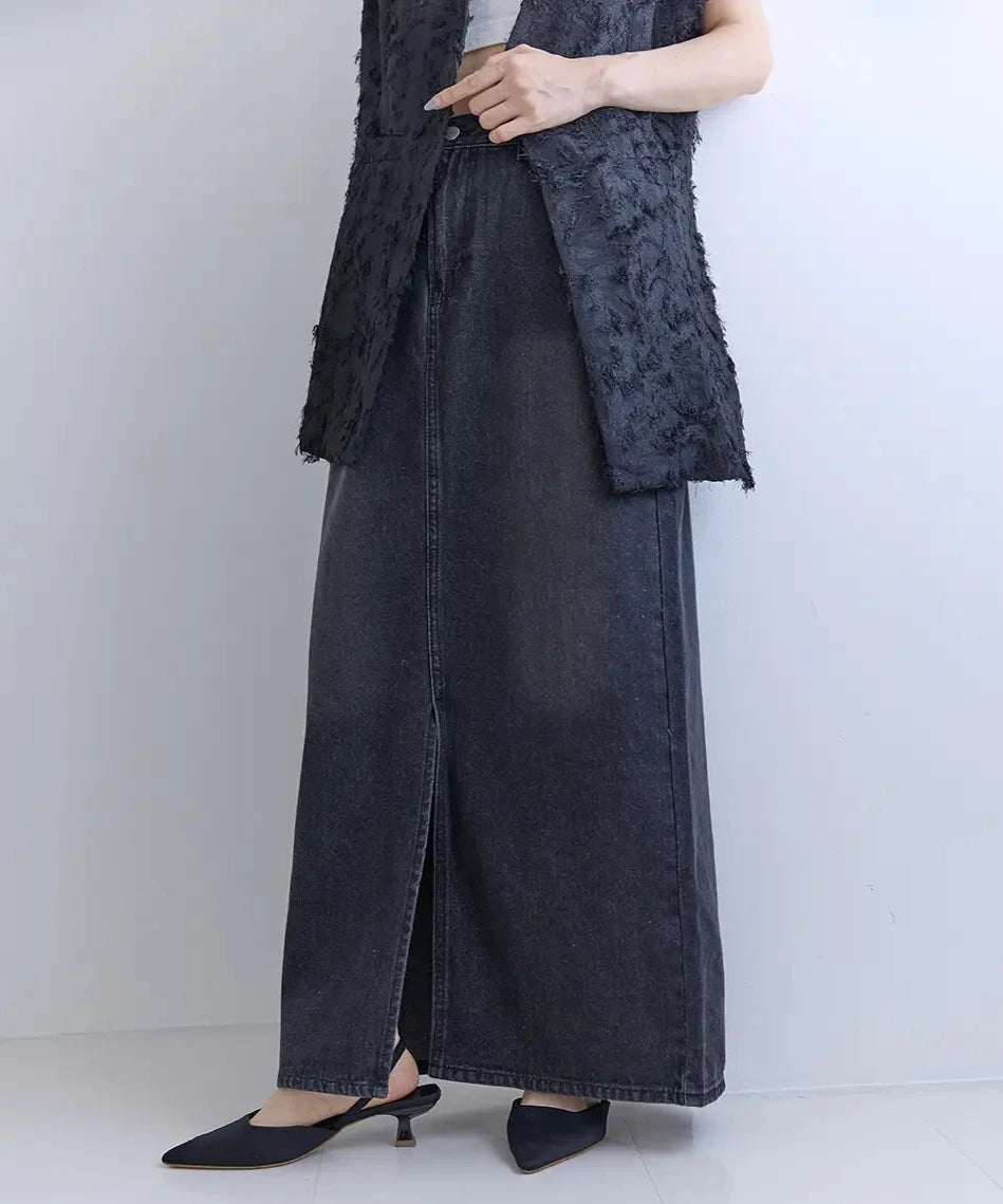 Slit Denim Skirt