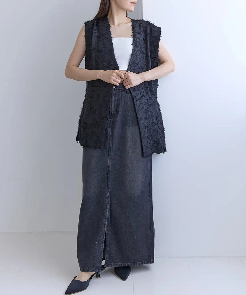Slit Denim Skirt