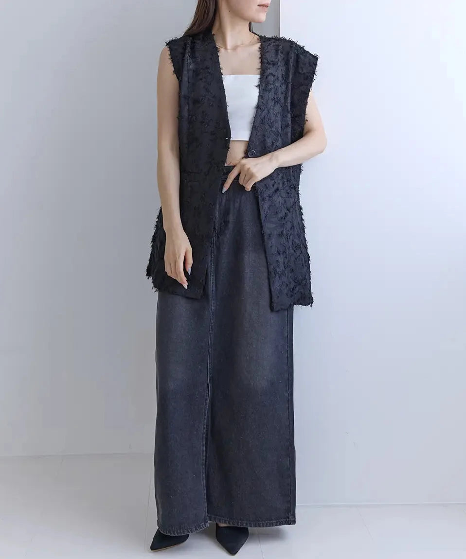 Slit Denim Skirt
