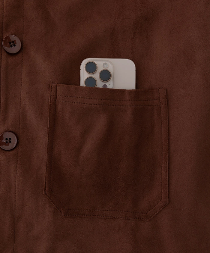 Suede Boxy Shirt Jacket