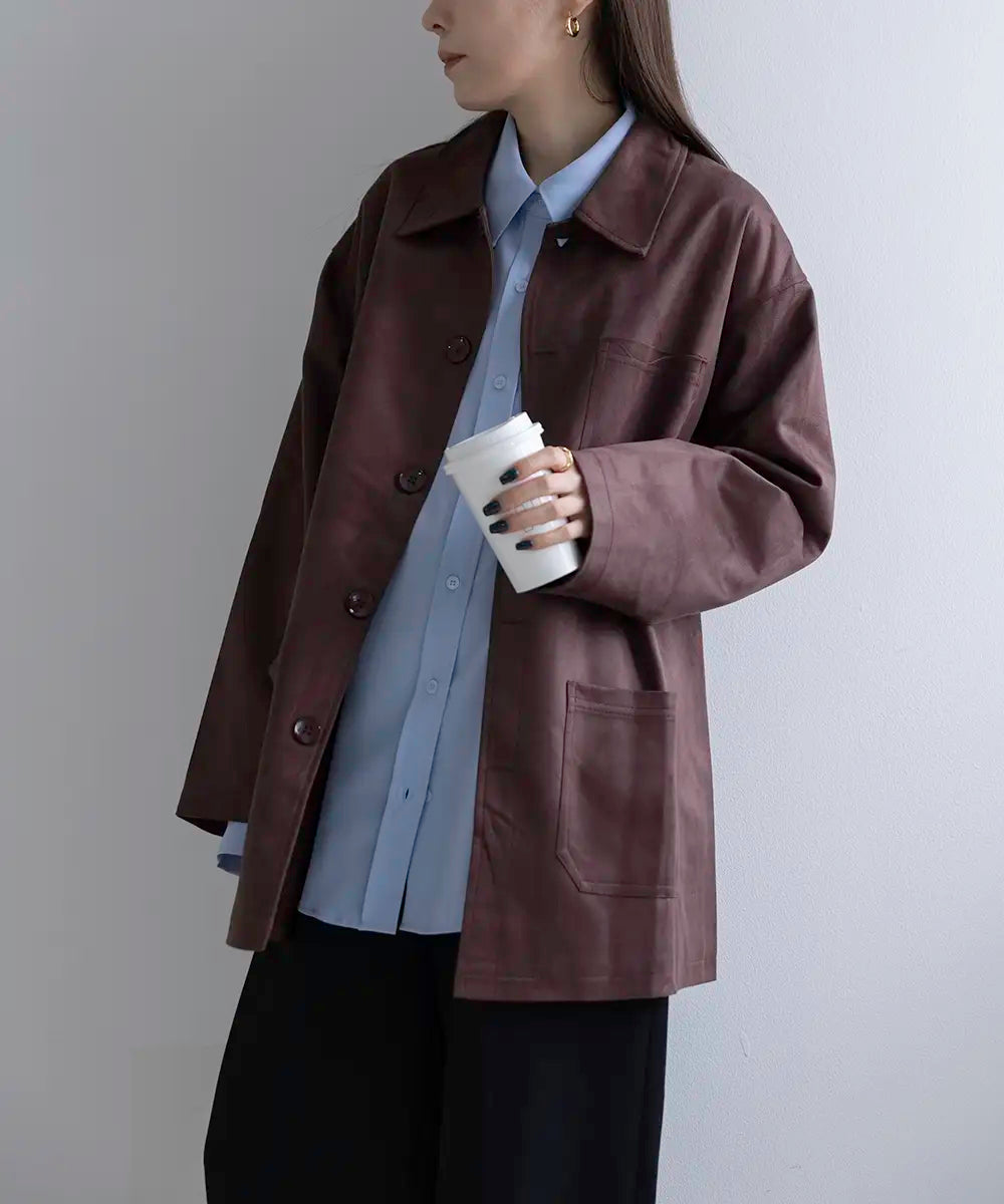 Suede Boxy Shirt Jacket