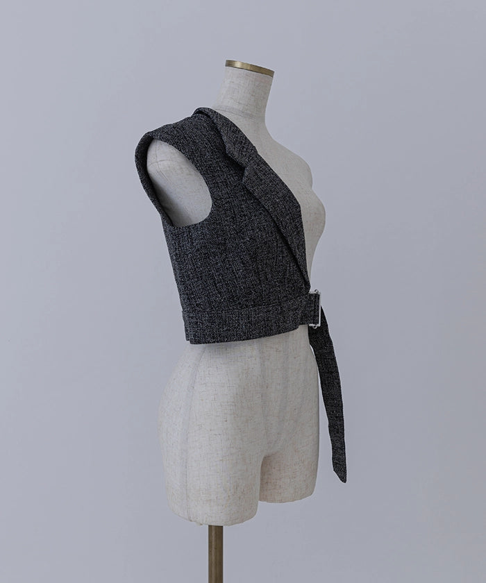 Tweed Short Asymmetric Vest