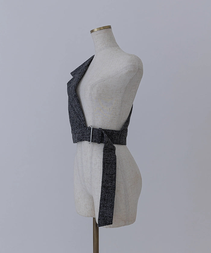 Tweed Short Asymmetric Vest