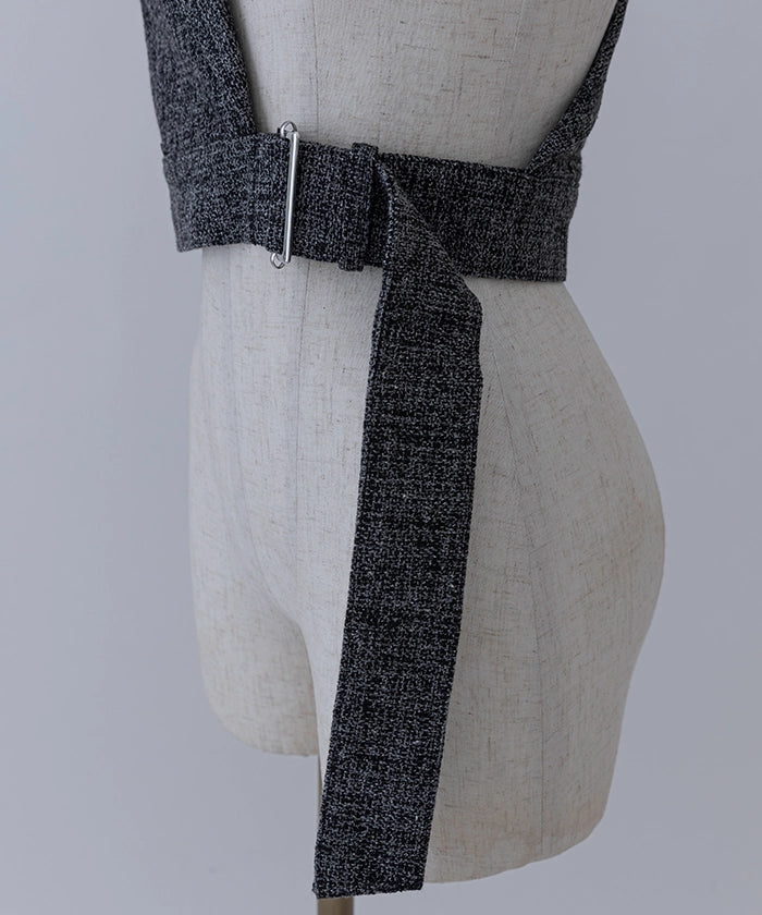 Tweed Short Asymmetric Vest
