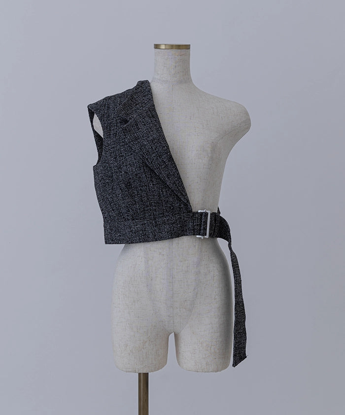 Tweed Short Asymmetric Vest