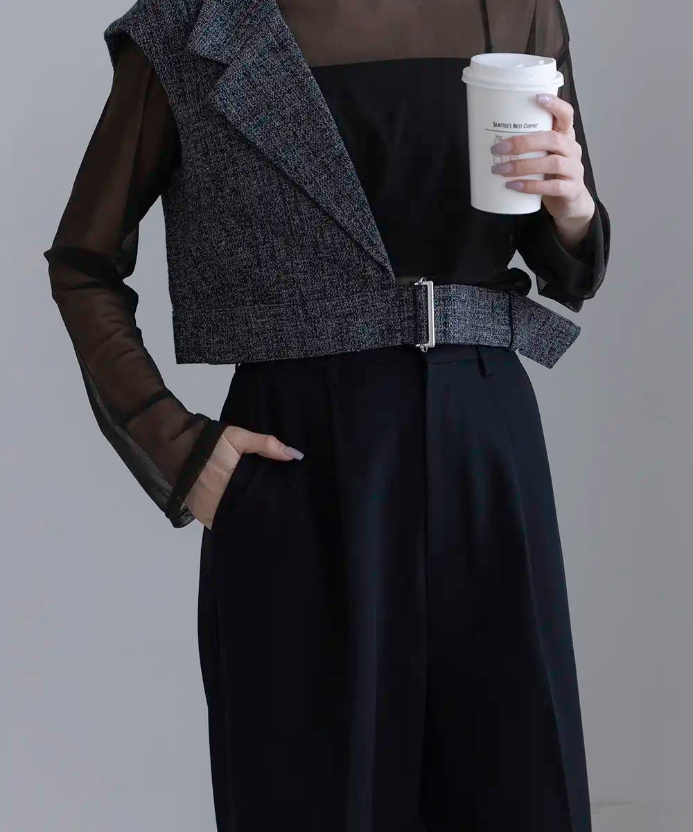 Tweed Short Asymmetric Vest