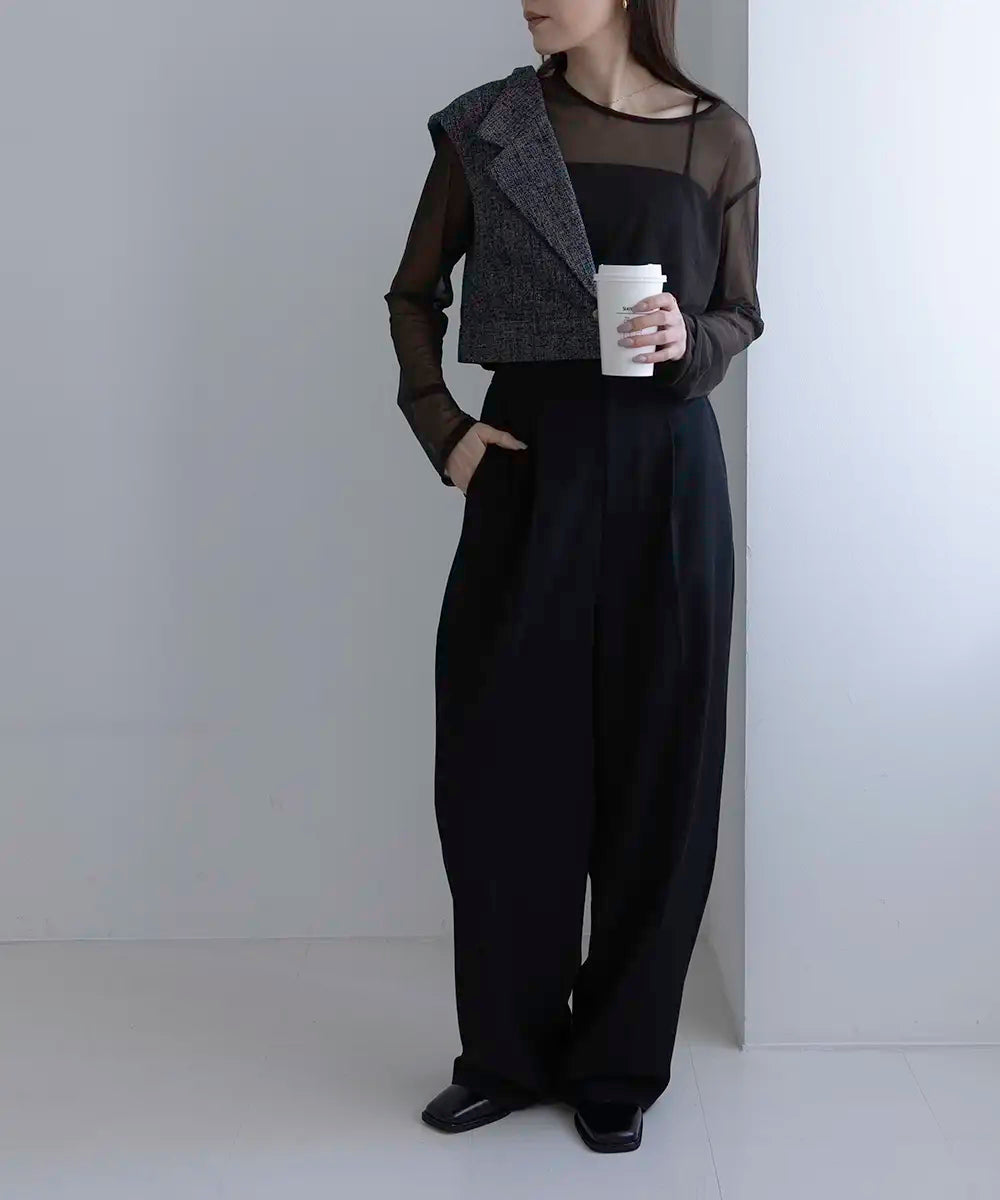 Tweed Short Asymmetric Vest