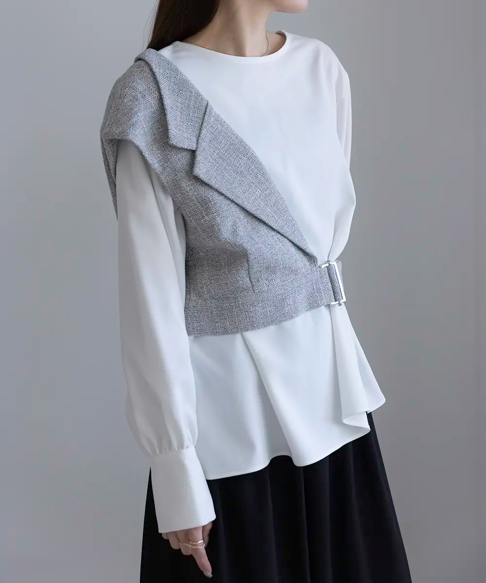Tweed Short Asymmetric Vest