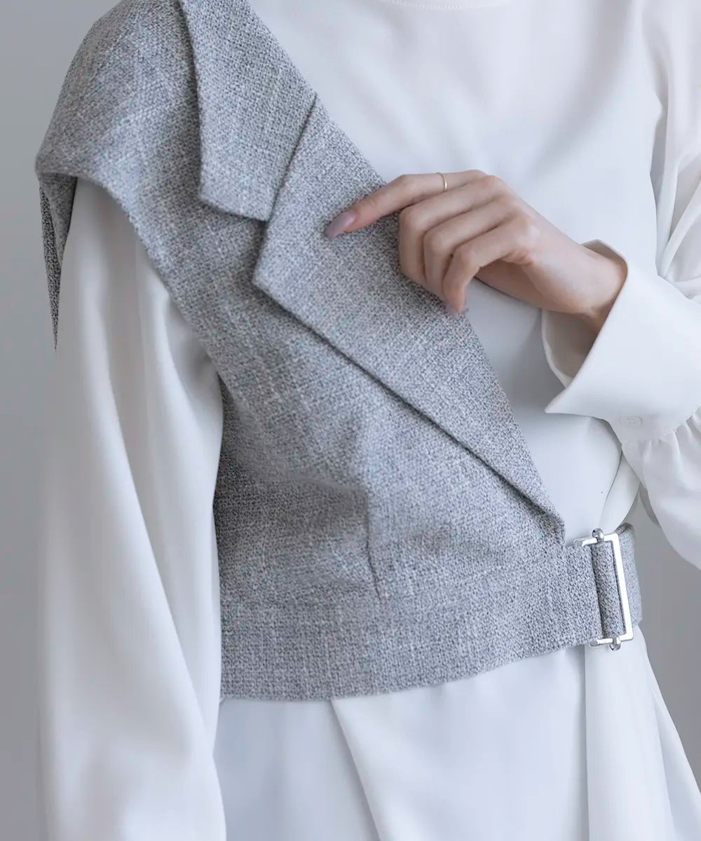 Tweed Short Asymmetric Vest