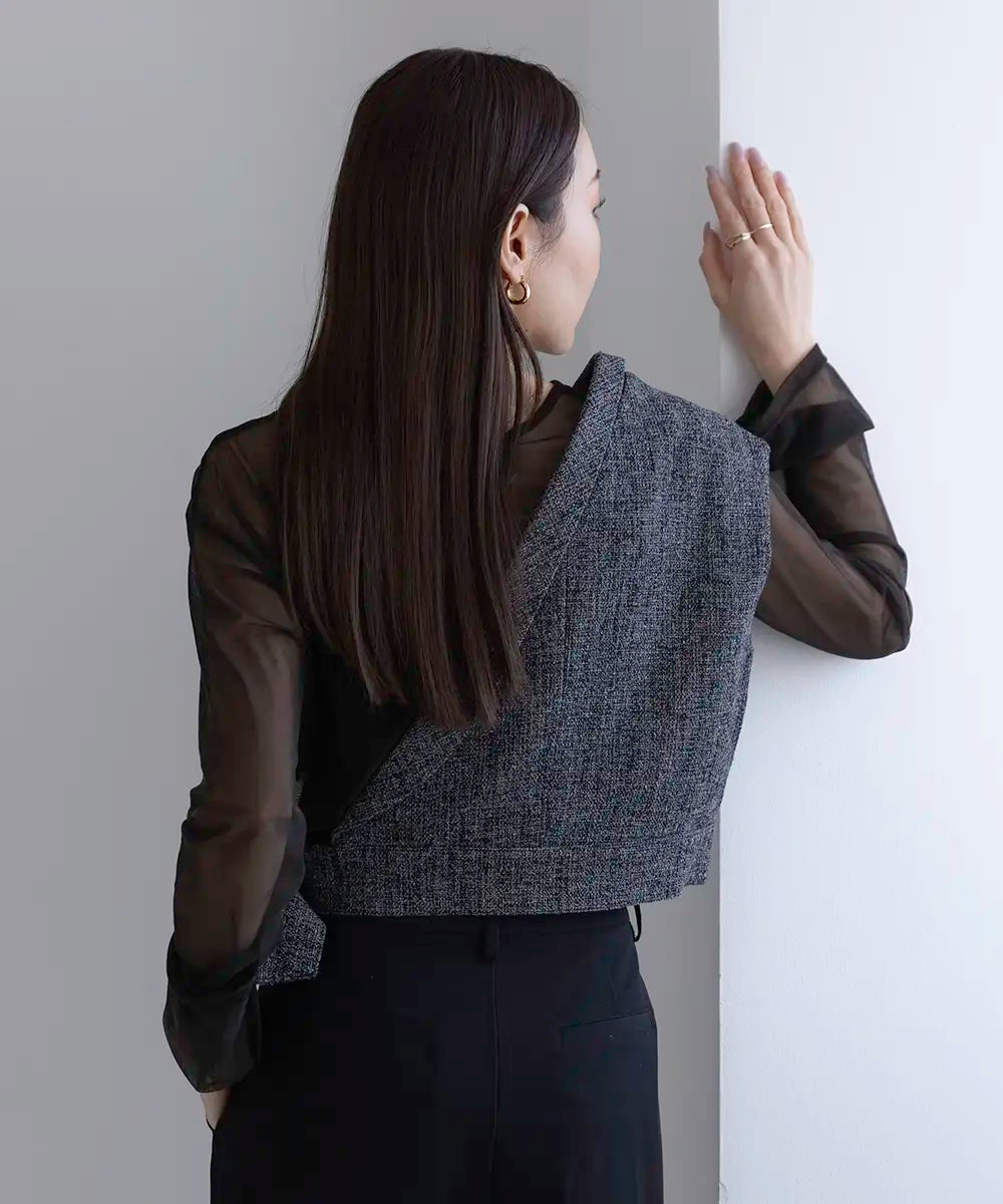 Tweed Short Asymmetric Vest