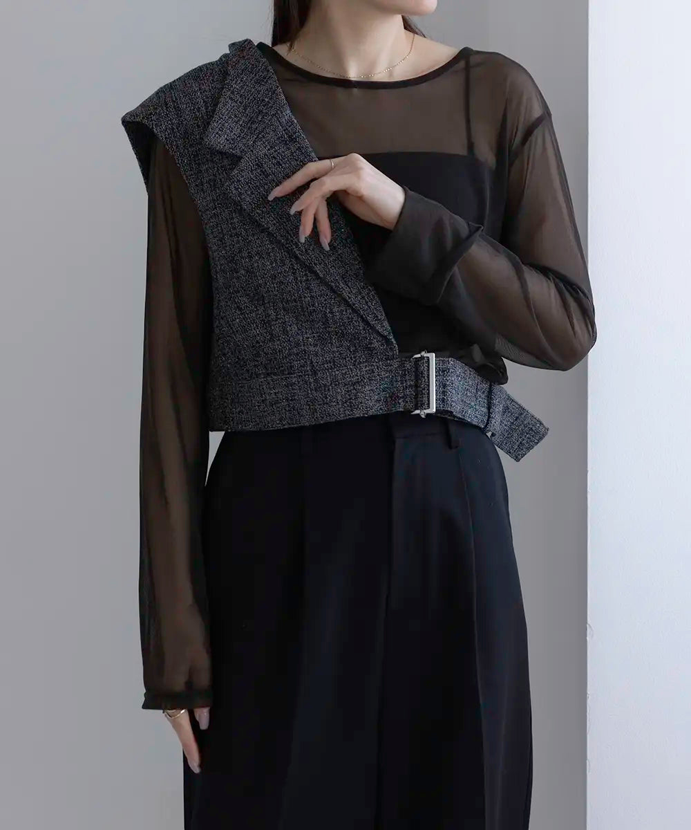 Tweed Short Asymmetric Vest