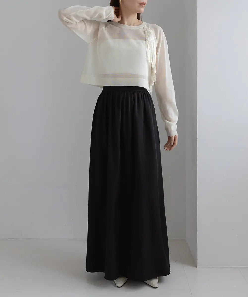 Asymmetric Fringe Sheer Knit