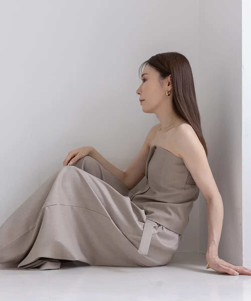 Belt Set Tuck Wide Pants