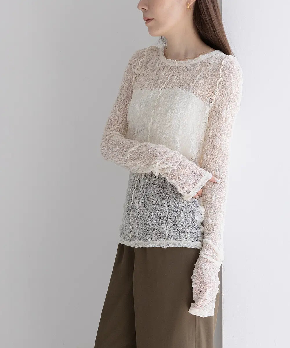 Flower Embroidered Sheer Tops