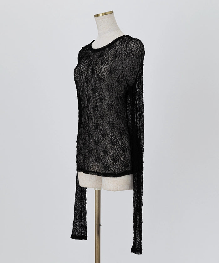 Flower Embroidered Sheer Tops
