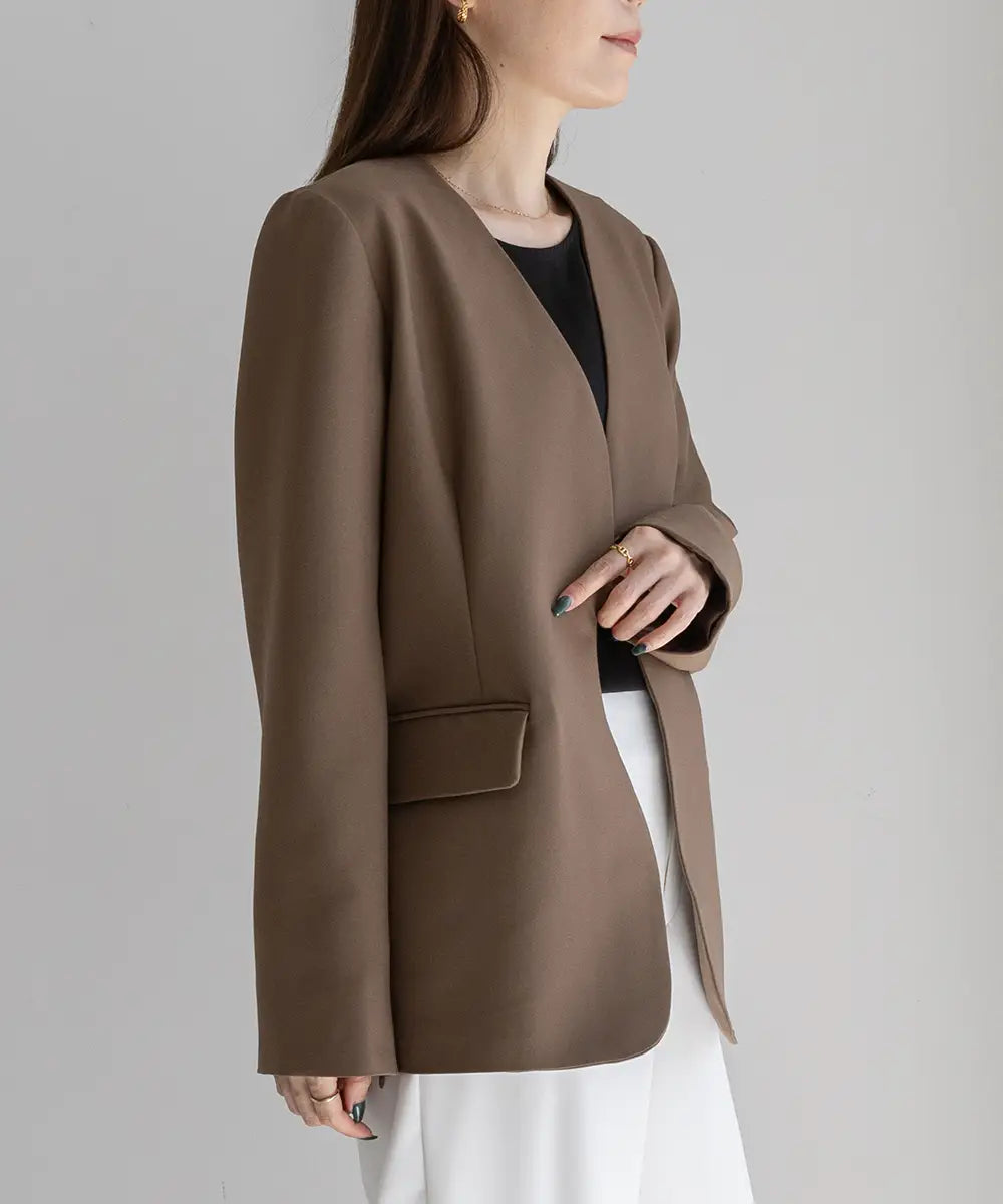2WaySleeve Slit Collarless Jacket