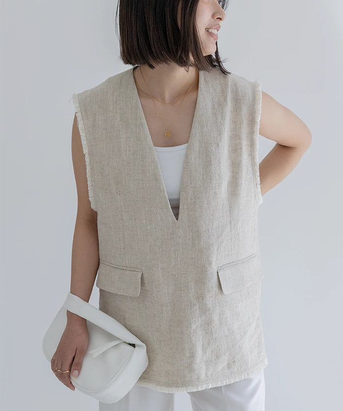 Linen VNeck Vest