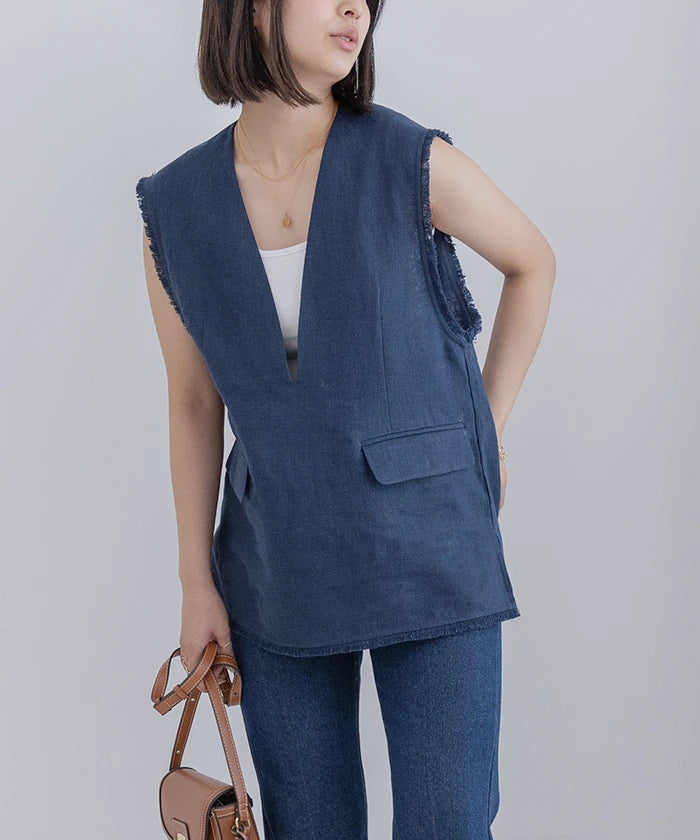 Linen VNeck Vest