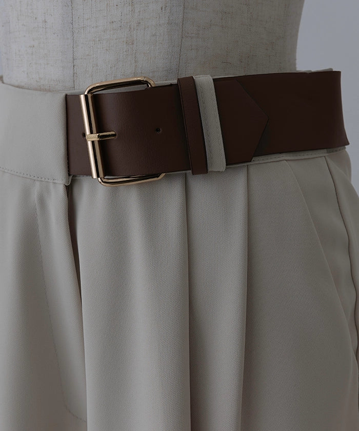 Belt Design Wide Slacks Pants