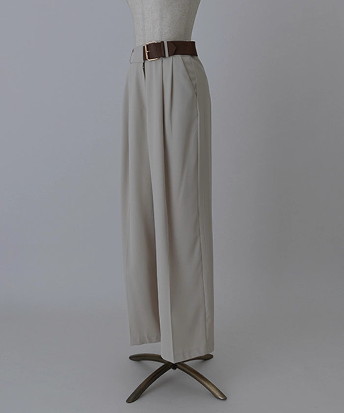 Belt Design Wide Slacks Pants