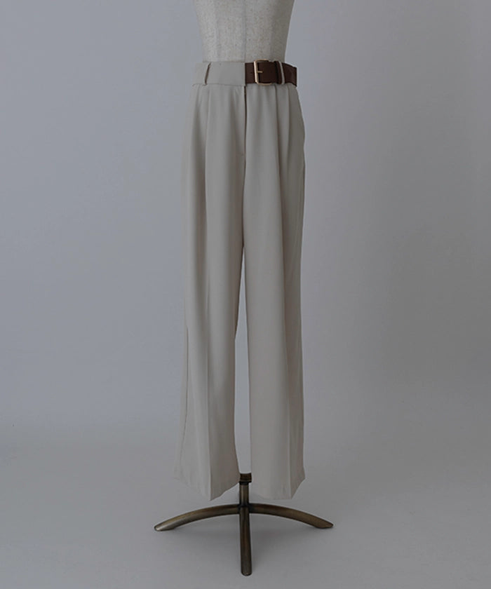 Belt Design Wide Slacks Pants