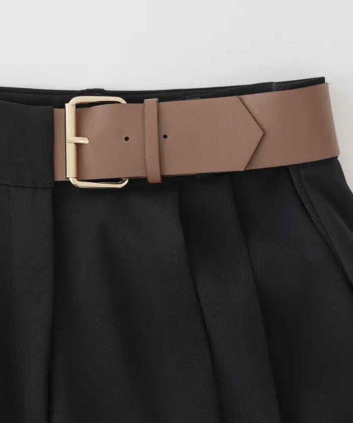 Belt Design Wide Slacks Pants