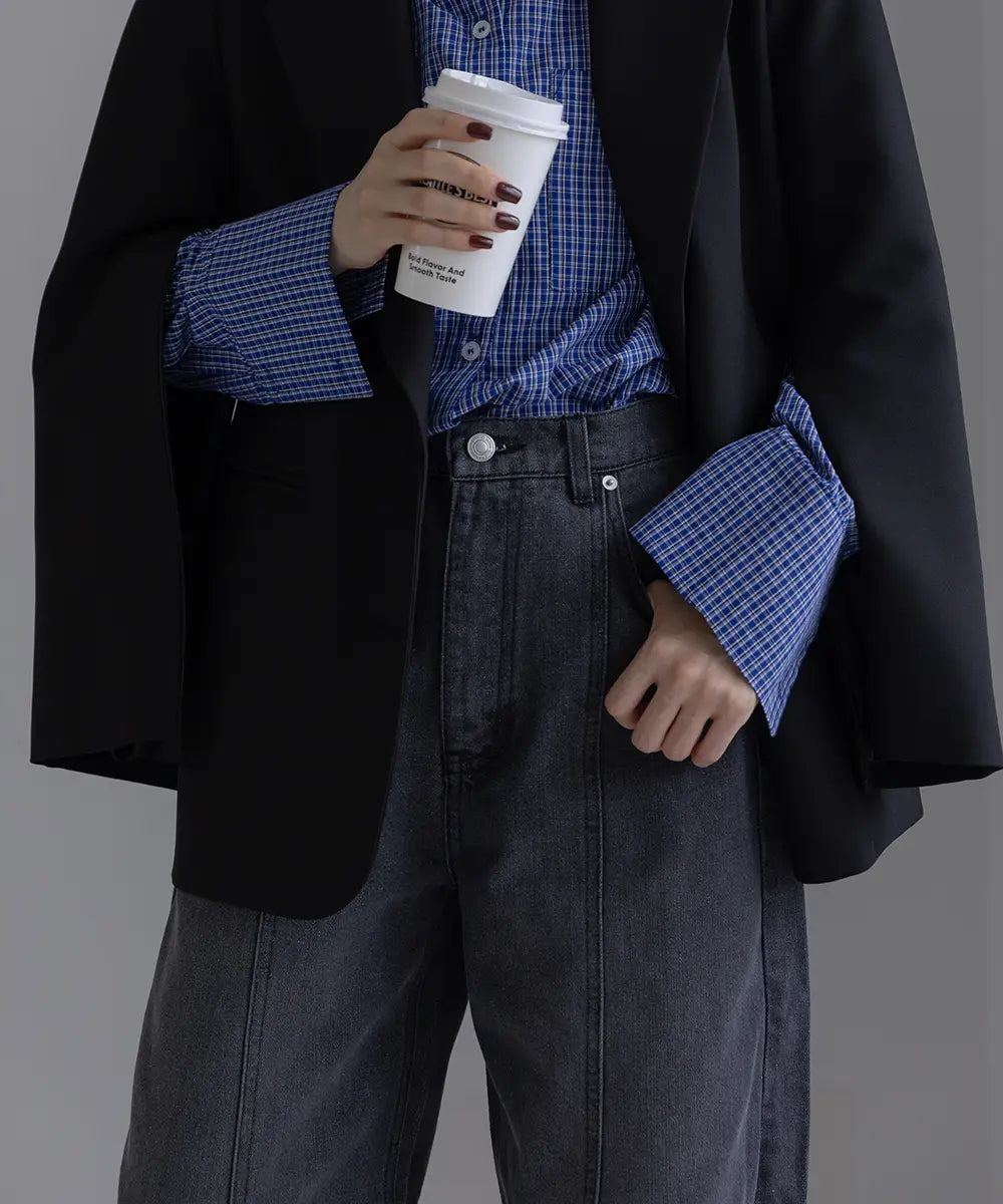 Denim Seam Curve Pants