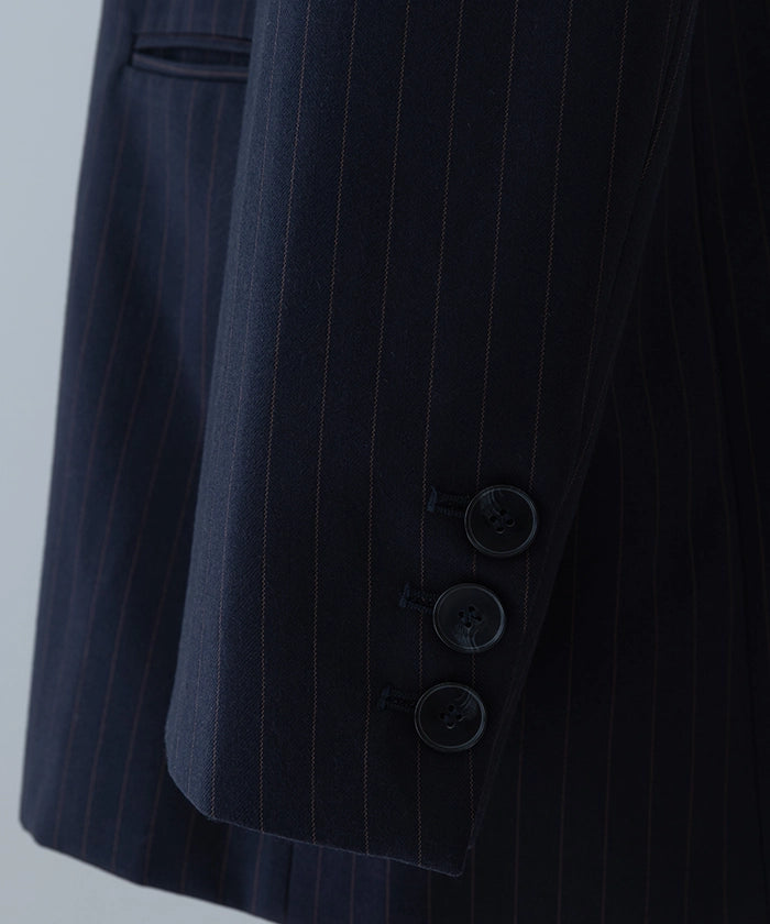 Collarless Striped Over Jacket