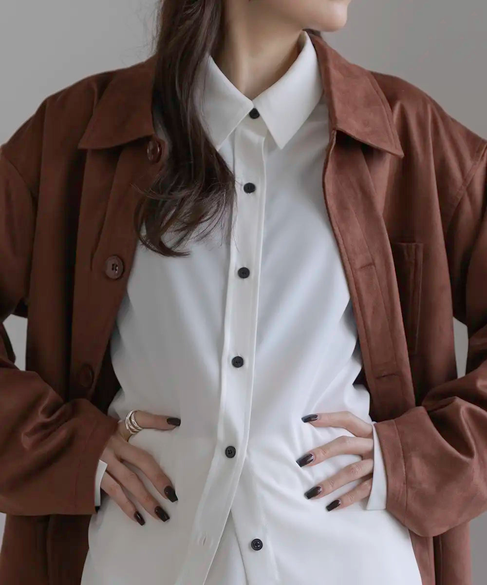 Suede Boxy Shirt Jacket