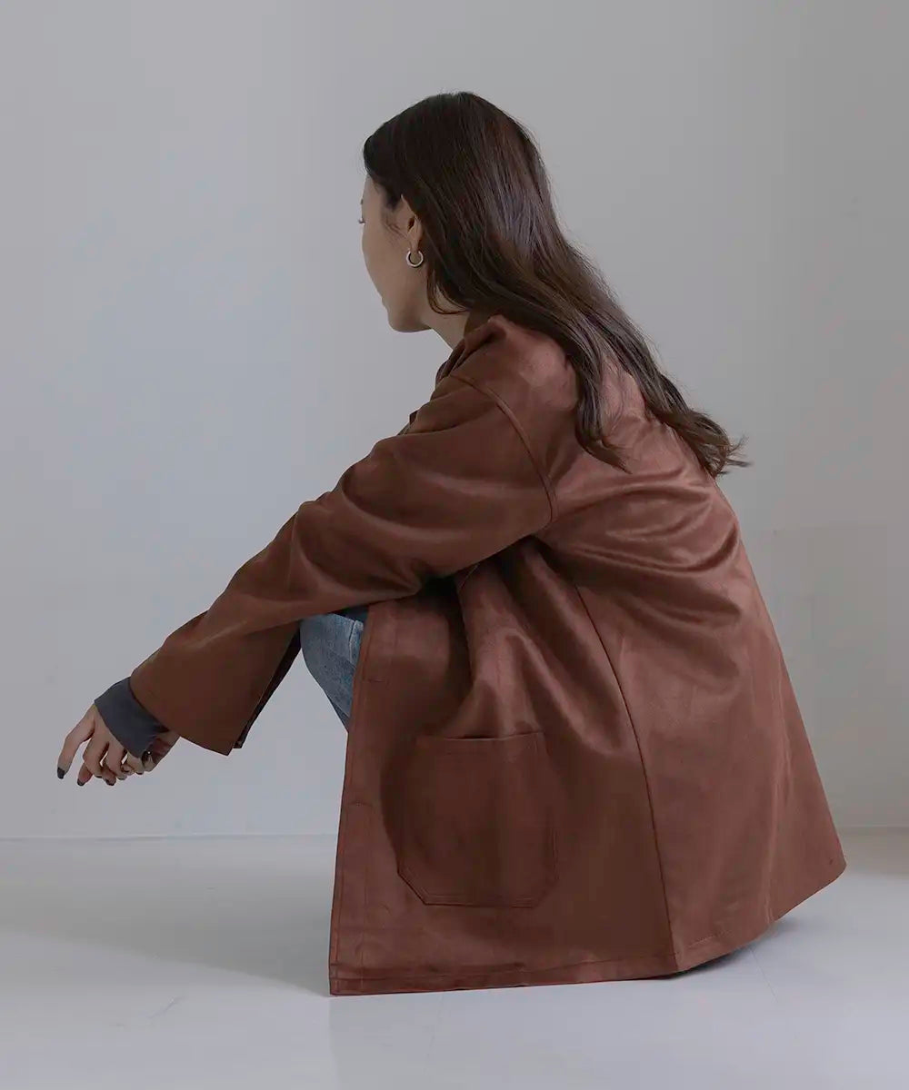 Suede Boxy Shirt Jacket