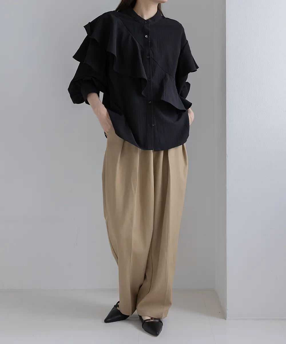 Asymmetry Frill Blouse