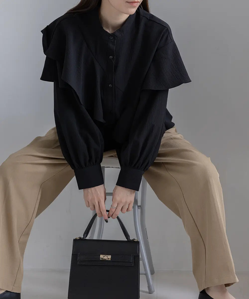 Asymmetry Frill Blouse