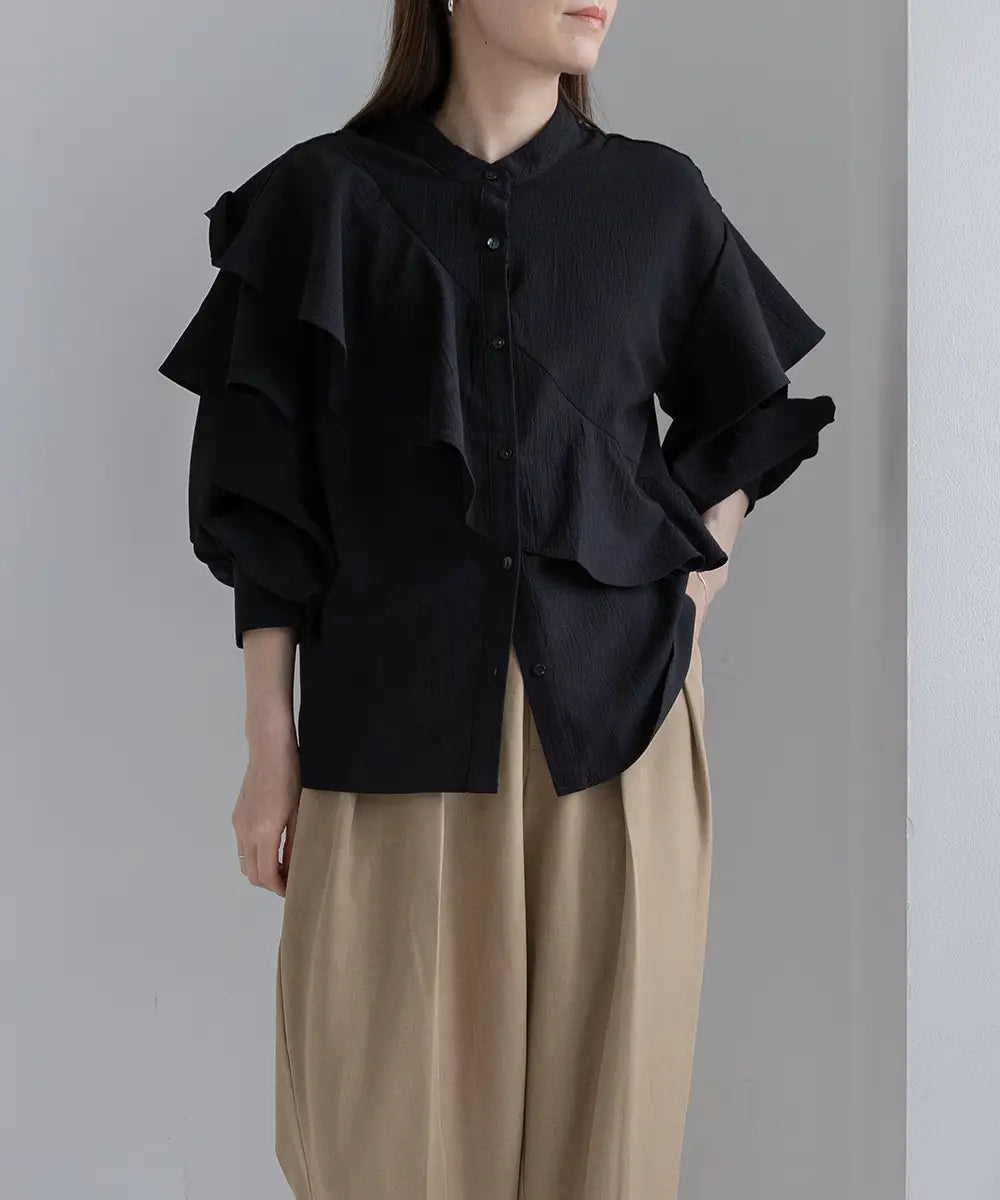 Asymmetry Frill Blouse