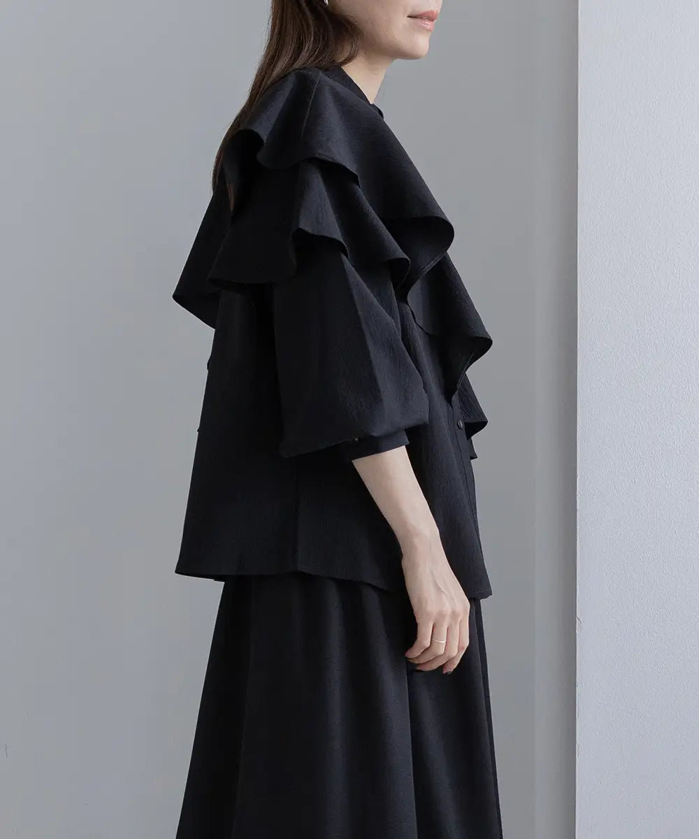 Asymmetry Frill Blouse
