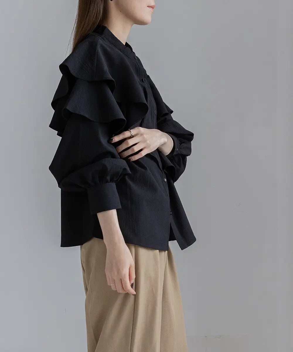 Asymmetry Frill Blouse