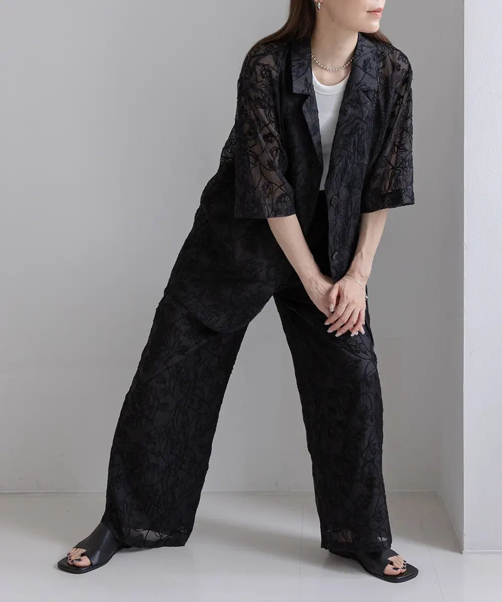 Cord Embroidered Easy Pants