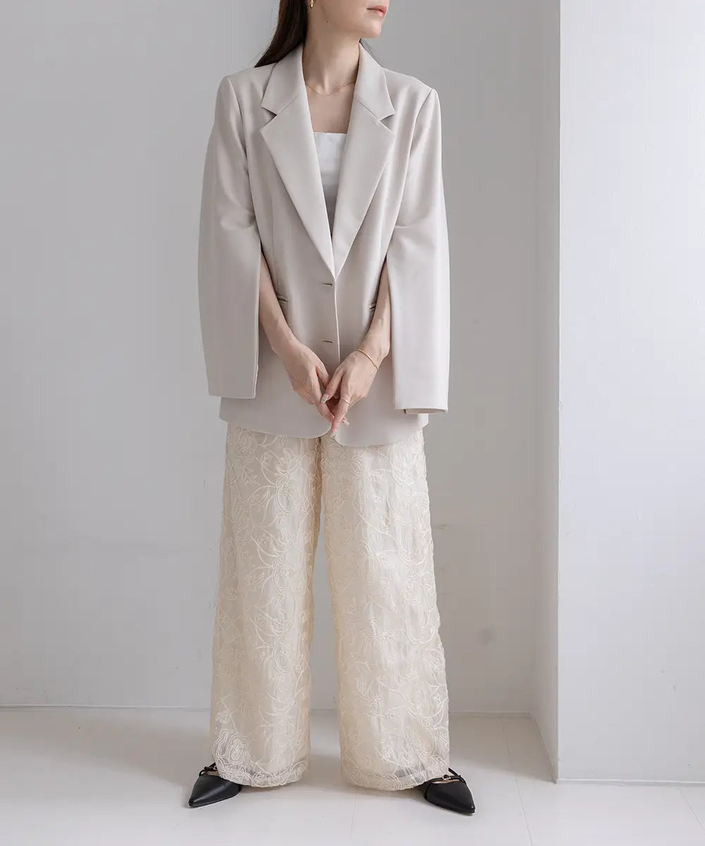 Cord Embroidered Easy Pants