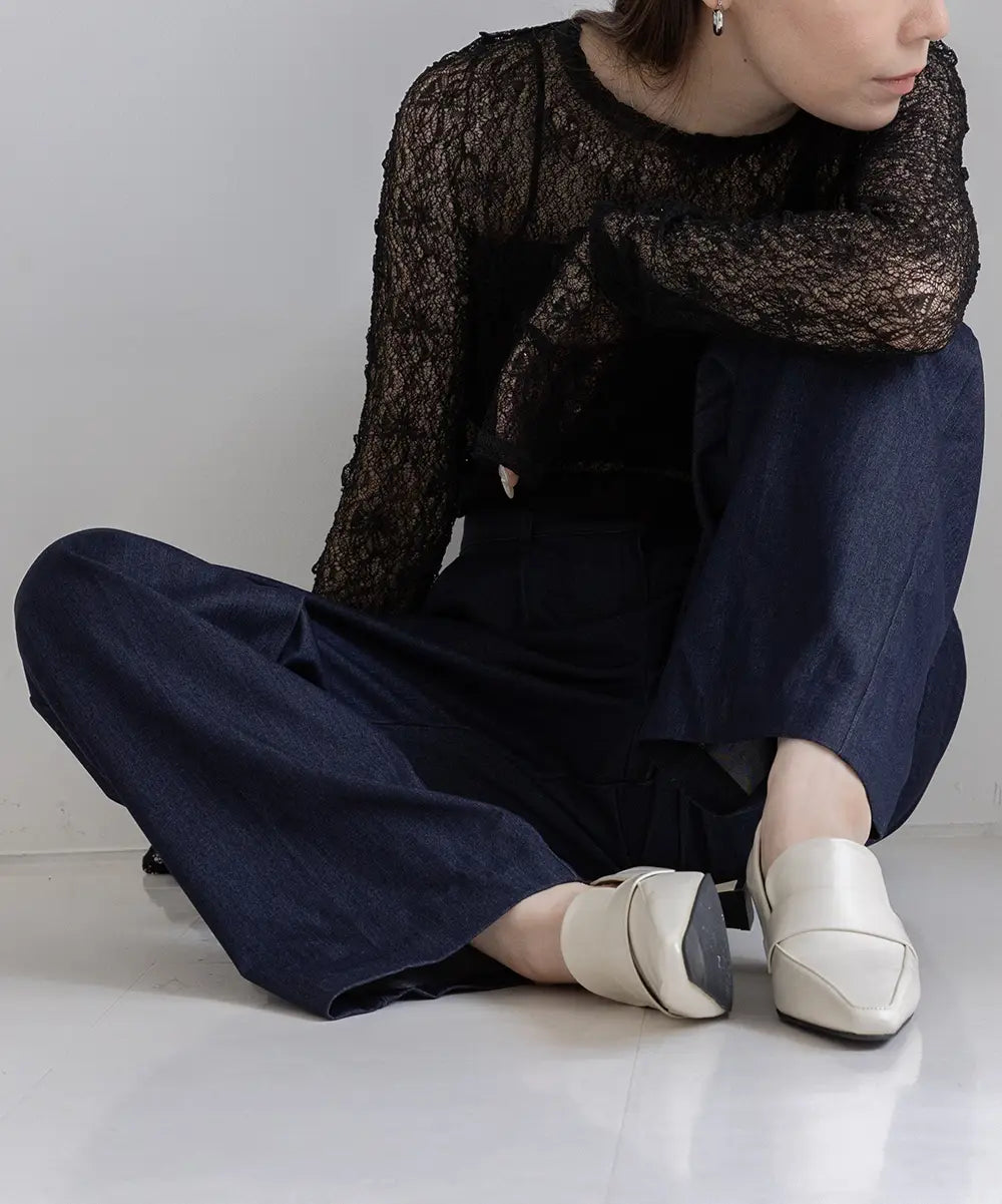 Flower Embroidered Sheer Tops