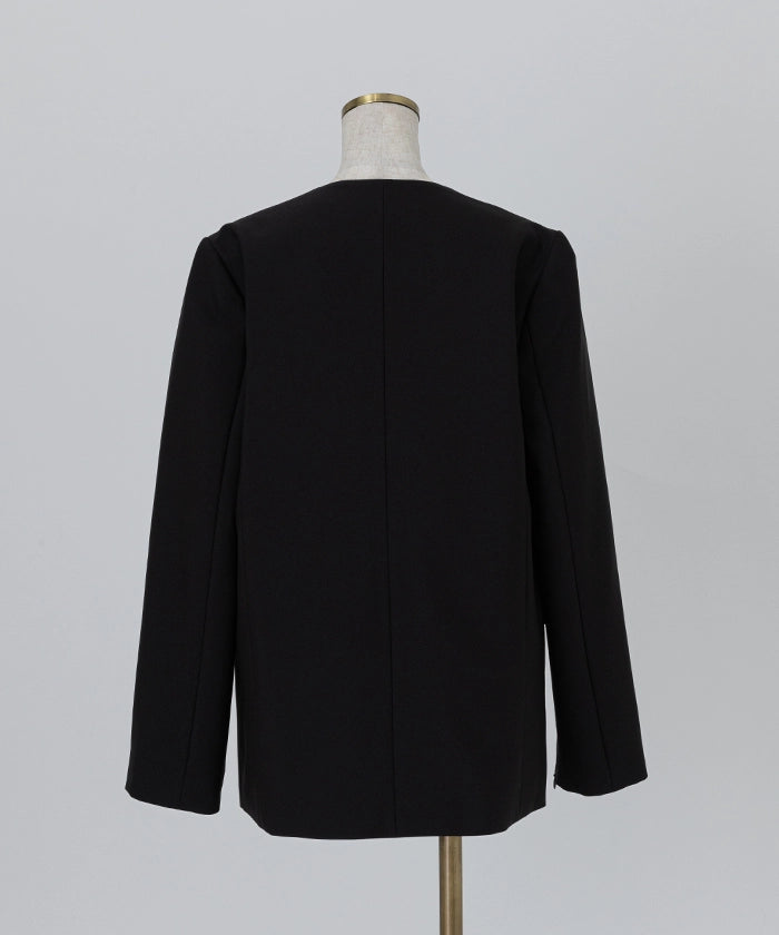 2WaySleeve Slit Collarless Jacket