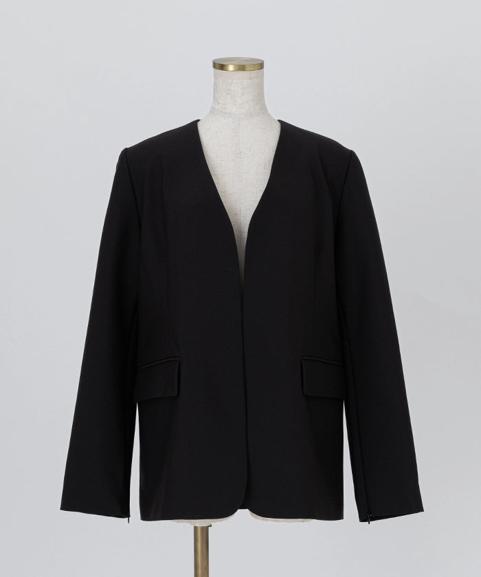 2WaySleeve Slit Collarless Jacket