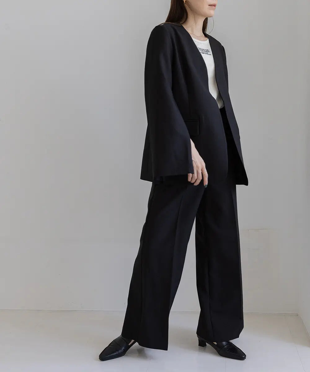 2WaySleeve Slit Collarless Jacket