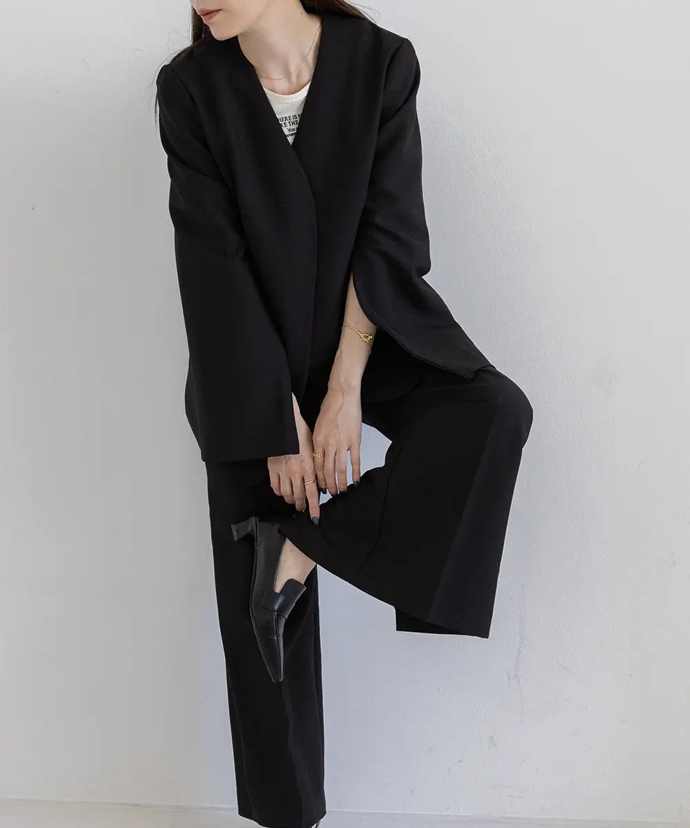 2WaySleeve Slit Collarless Jacket