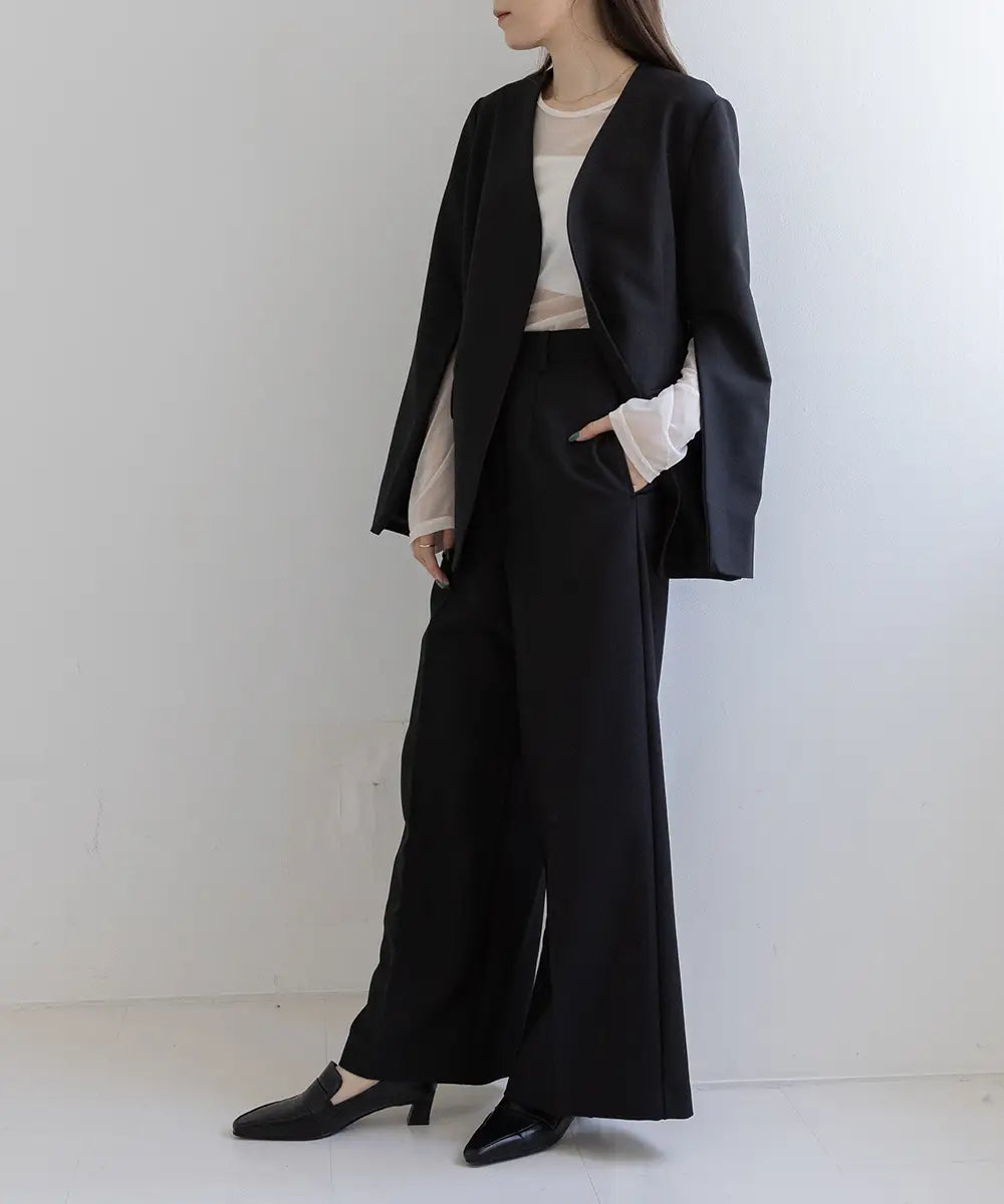 2WaySleeve Slit Collarless Jacket